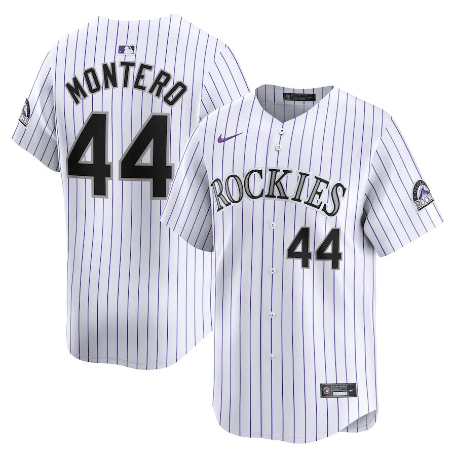 Men Colorado Rockies #44 Elehuris Montero Nike White Home Limited Player MLB Jersey->customized mlb jersey->Custom Jersey